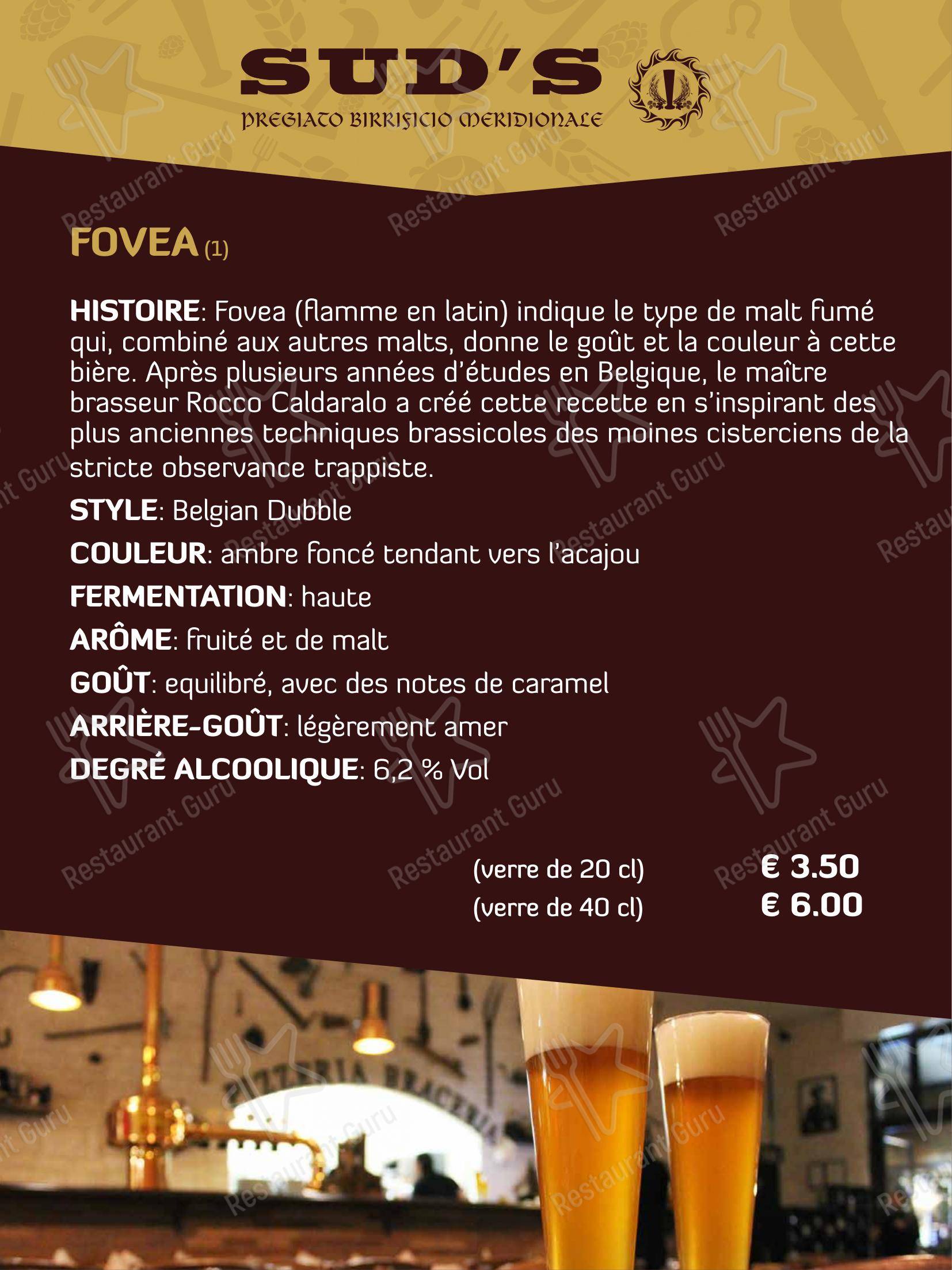 Menu di Sud's - Коктейльная карта