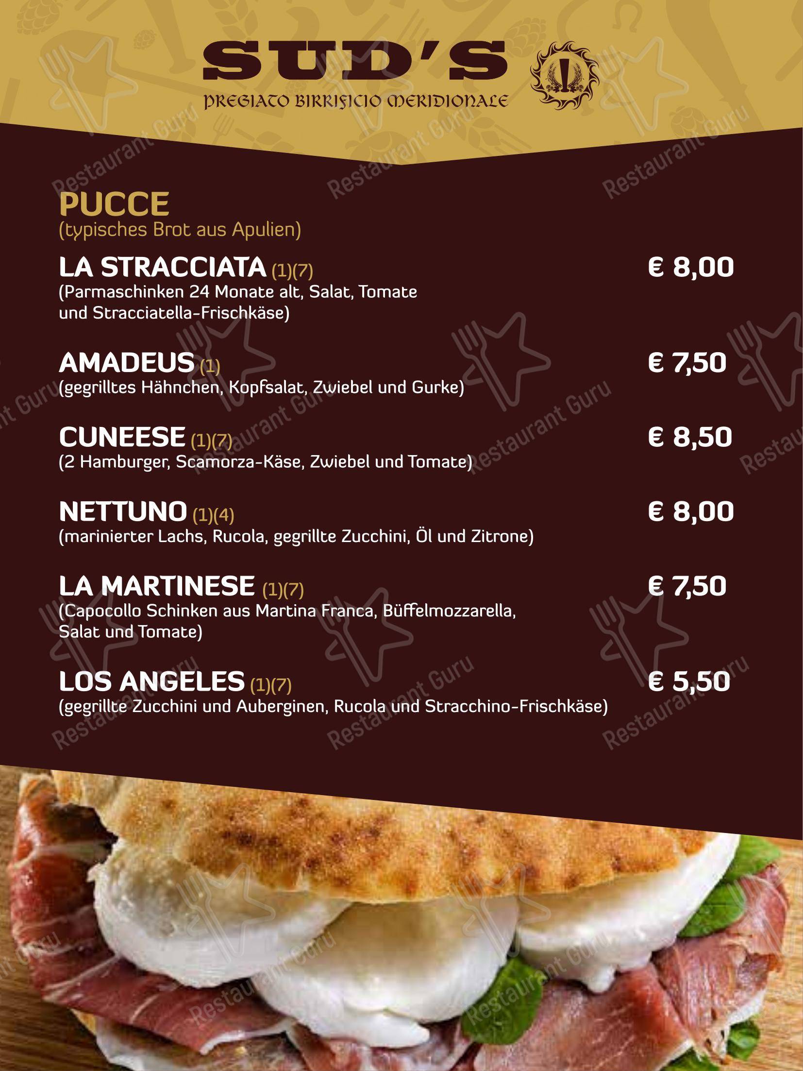 Крафт меню per Sud's ristorante