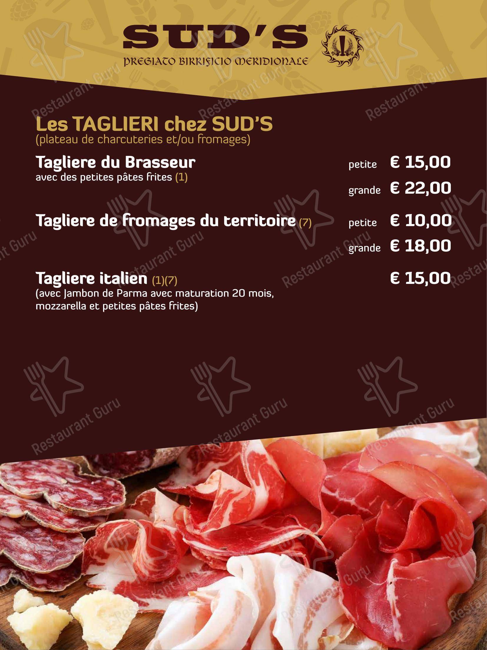 Menu di Sud's - Коктейльная карта
