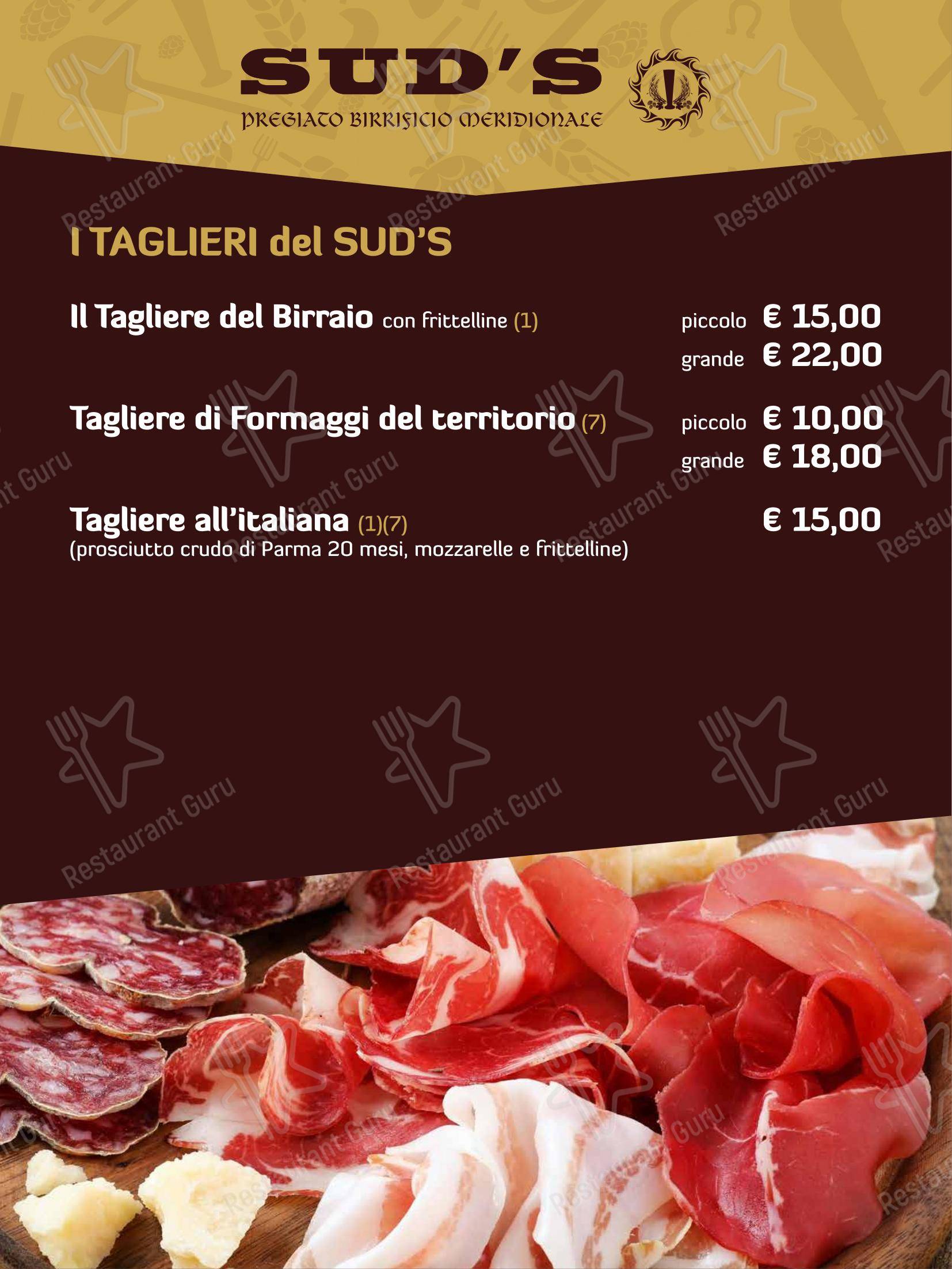 Menu per Sud's in Noci