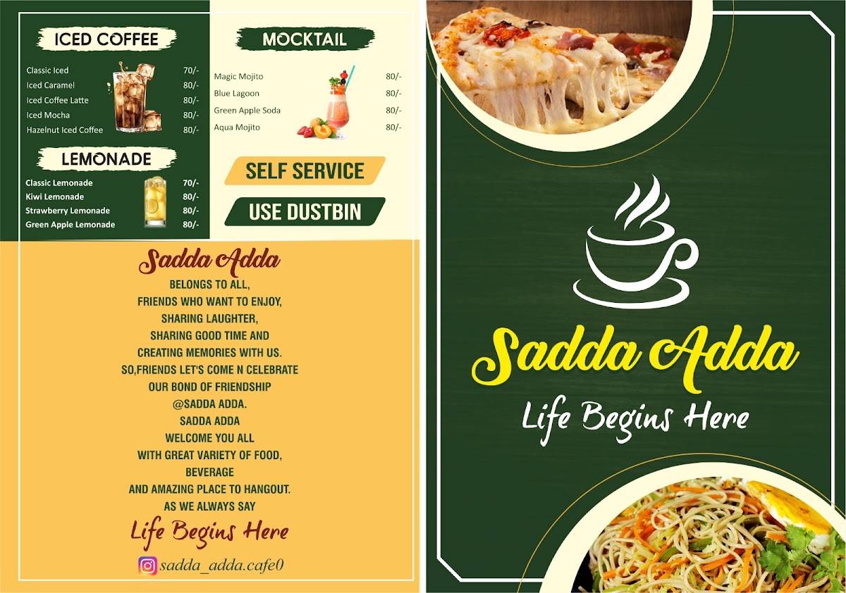 Sadda Adda cafe menu