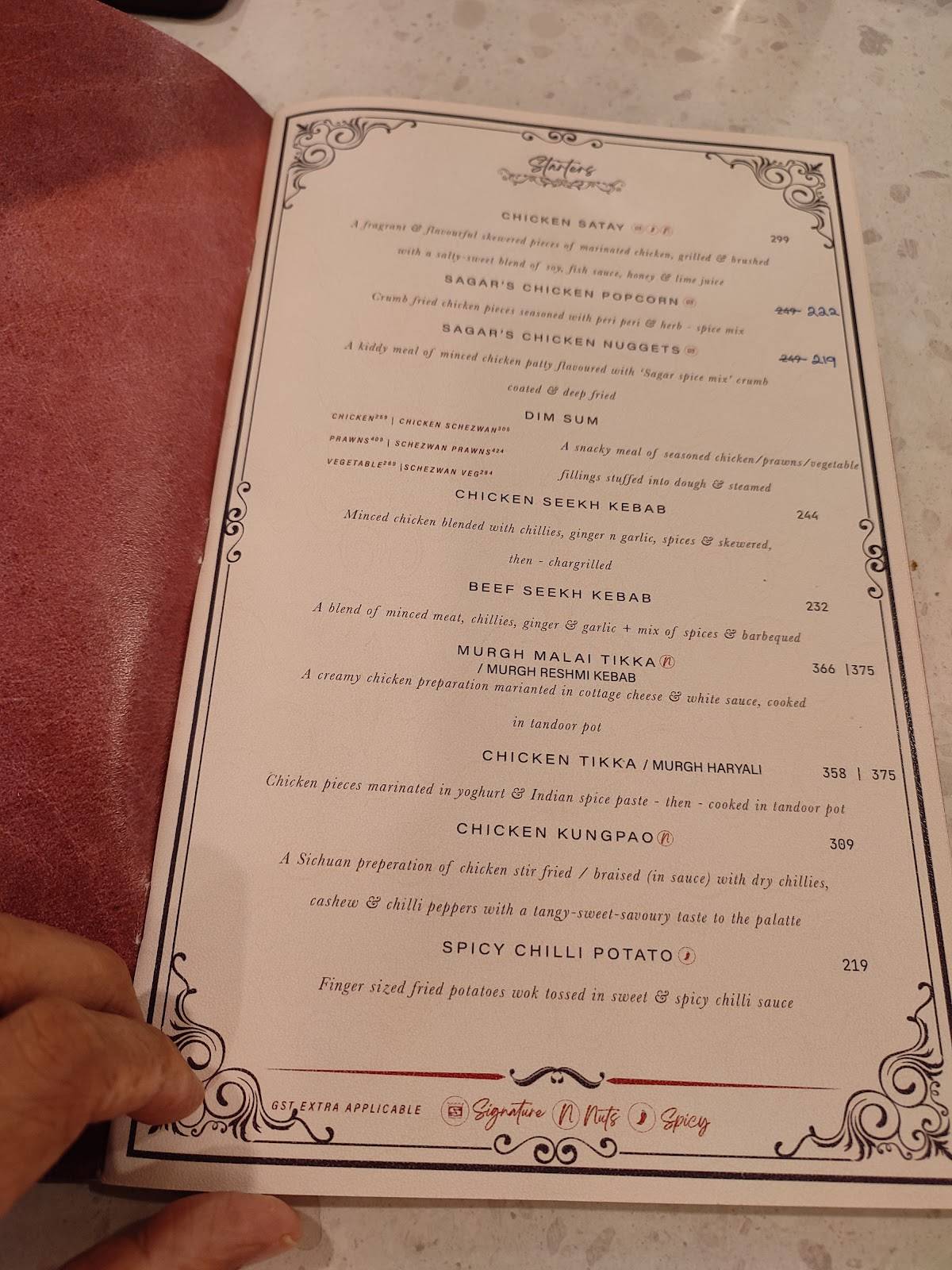 Sagar Restaurant ARAYIDATHUPALAM menu
