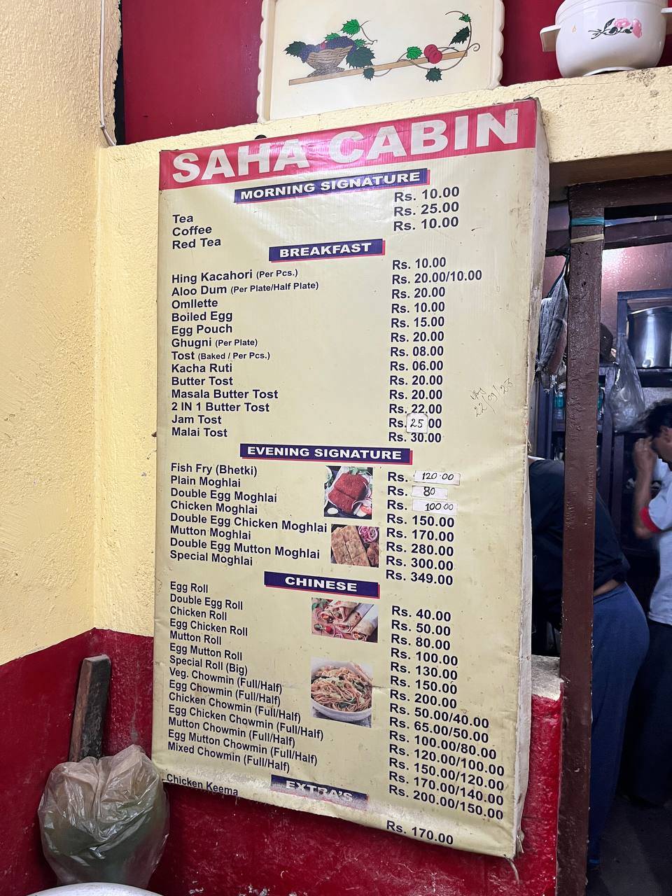 Saha Cabin menu