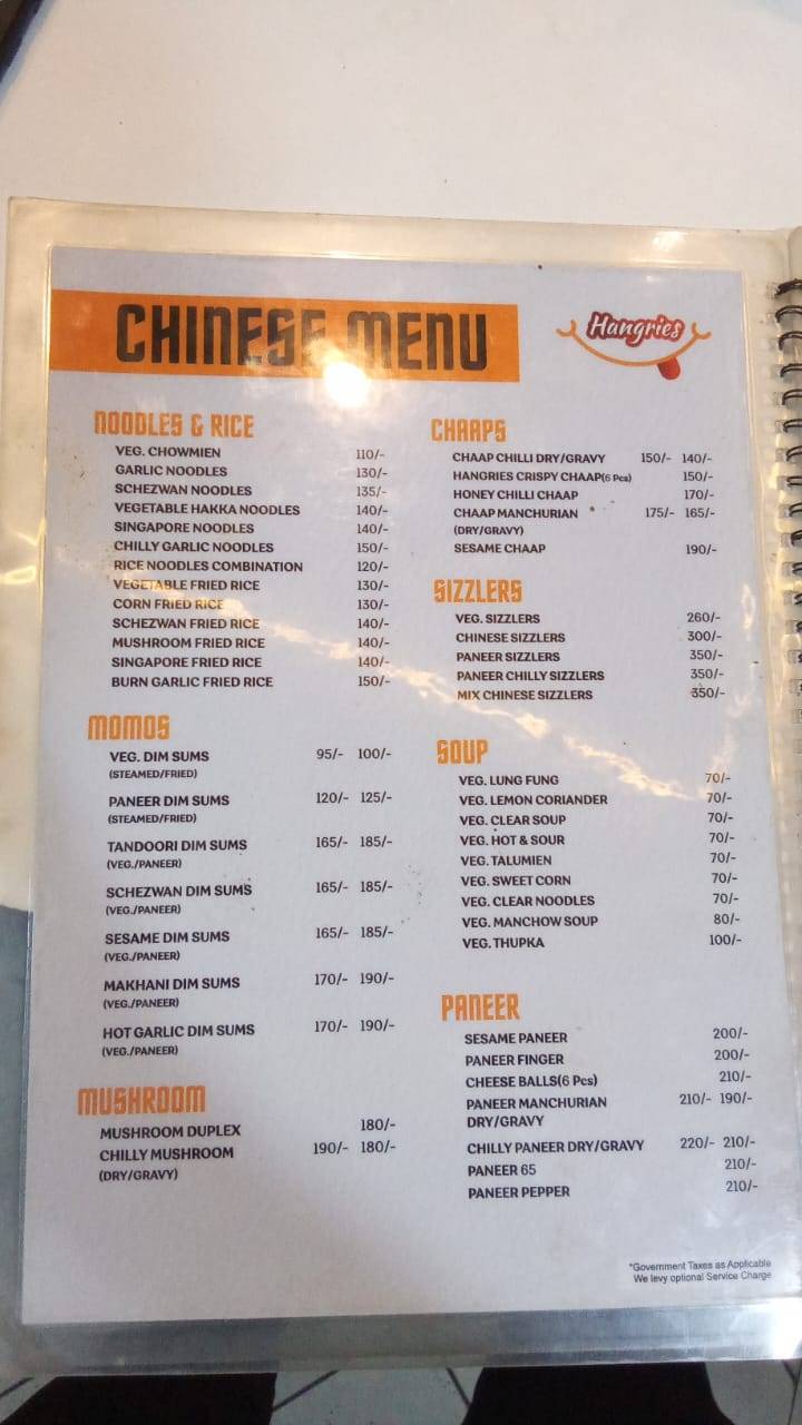 Hangries menu