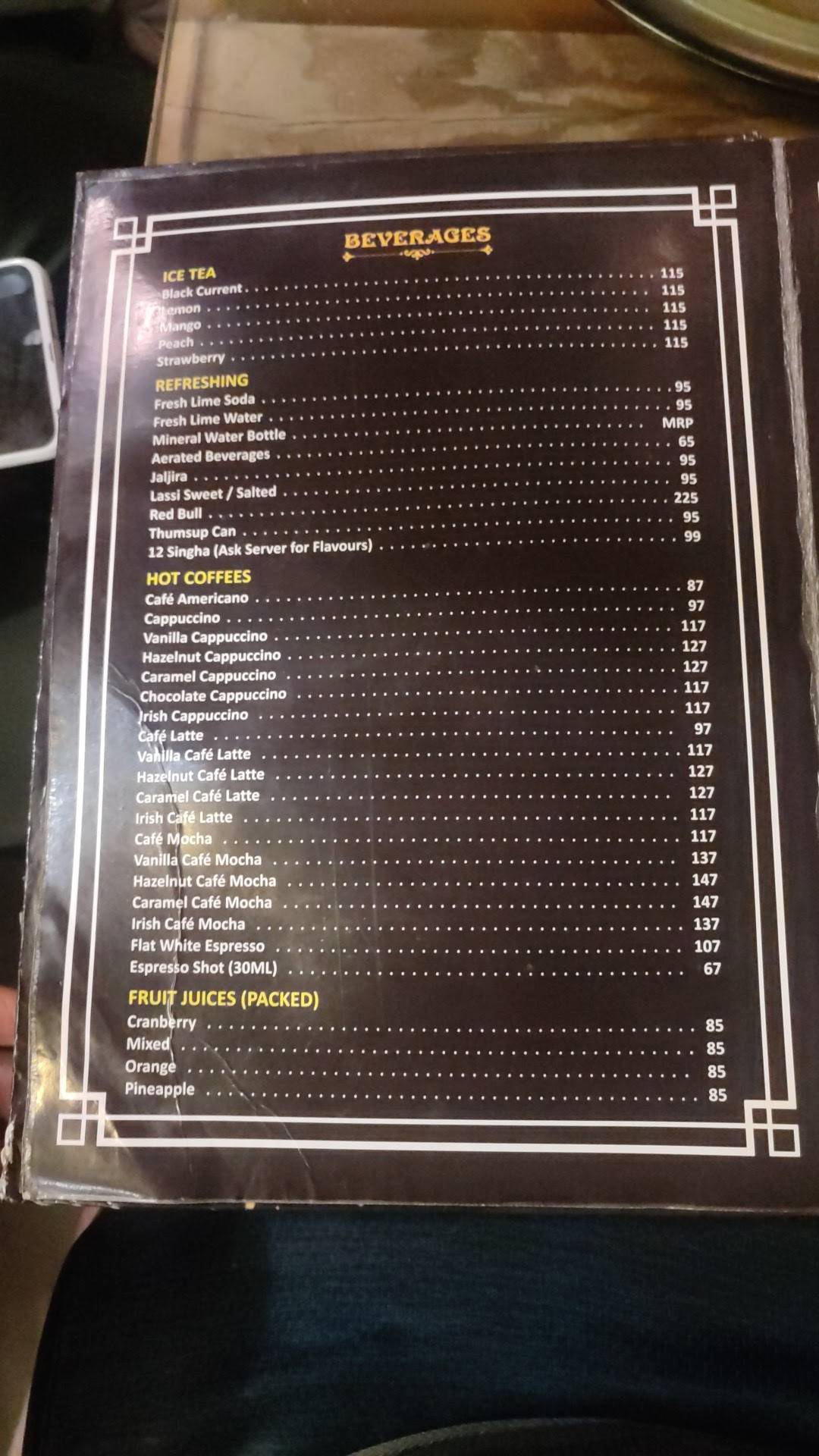 Terrace Bistro menu