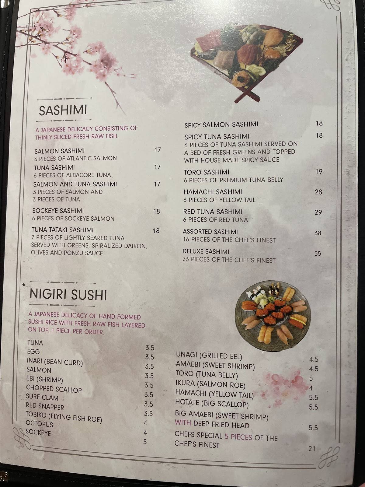 Menu de Sakura Sushi & Grill