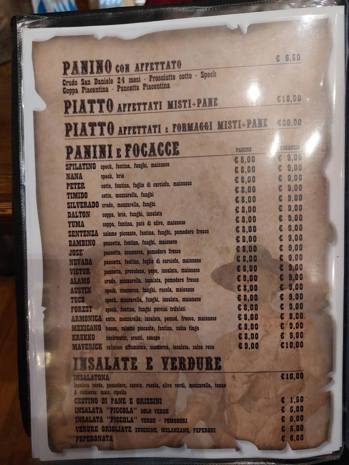 Menu di Saloon 