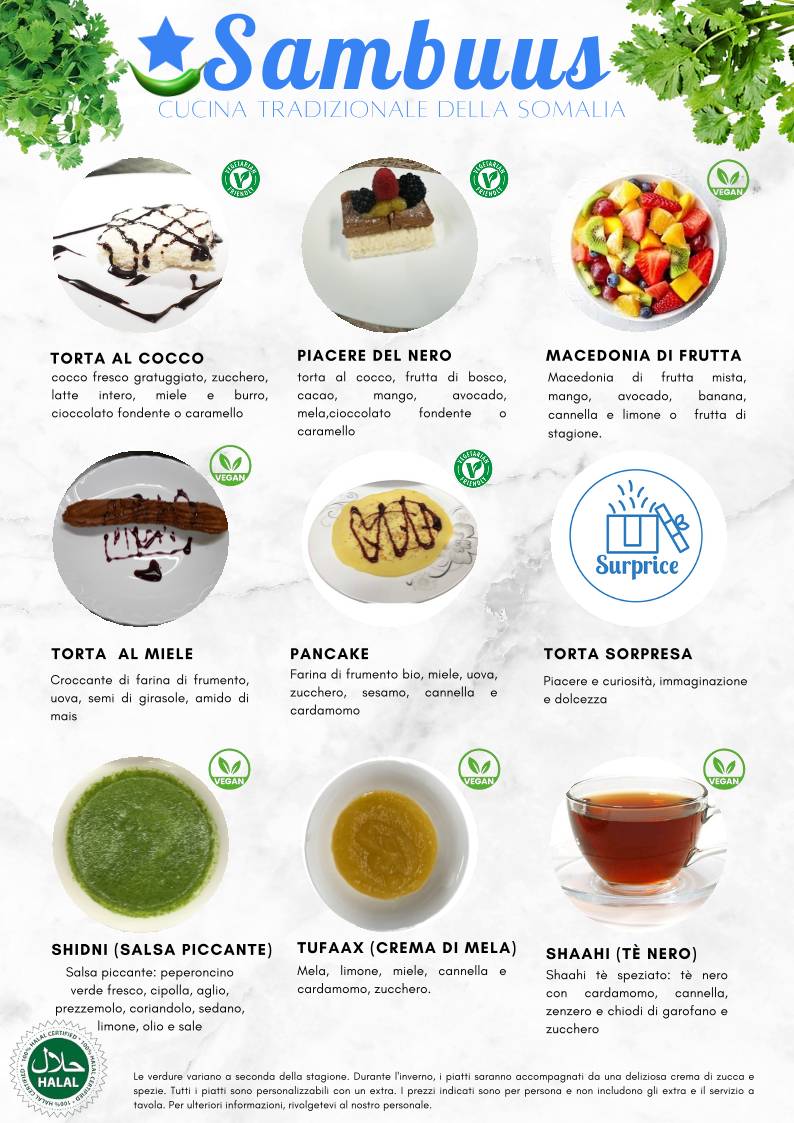 Menu di Sambuus Milano 