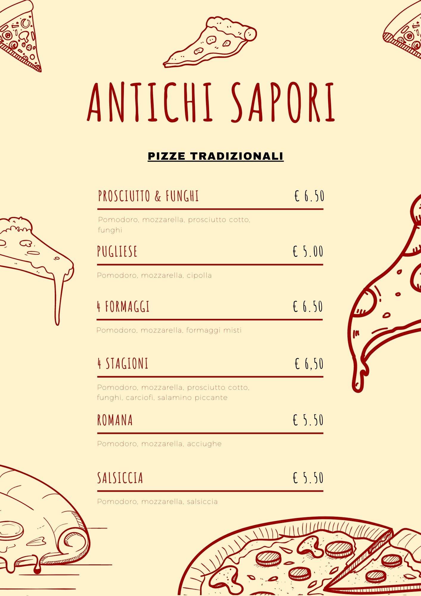 Menu di Antichi sapori trattoria pizzeria 