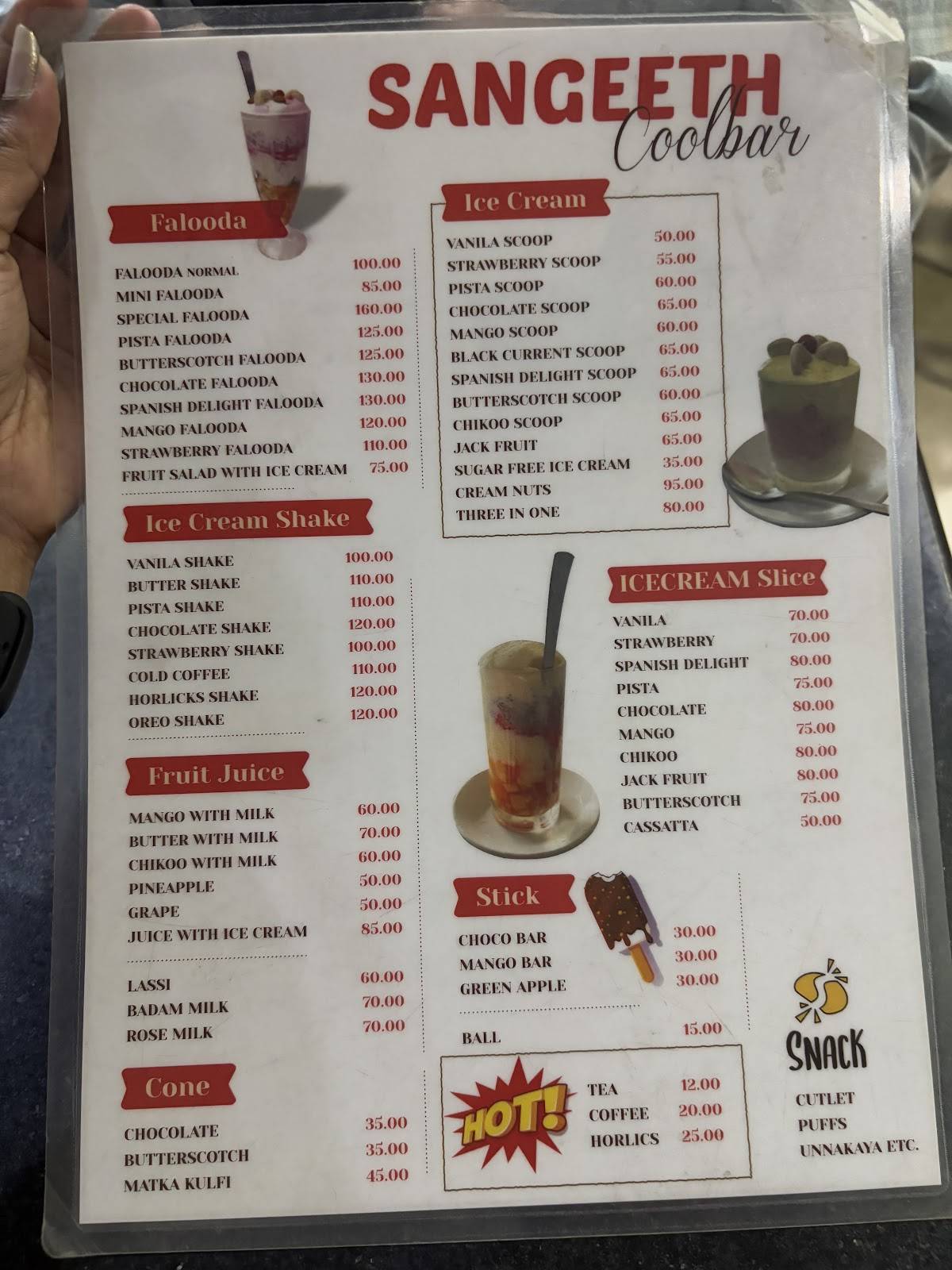 Sangeeth Coolbar menu