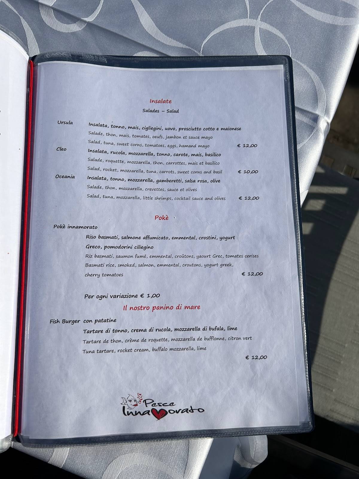 Menu di Ristorante Pizzeria Pesce Innamorato 