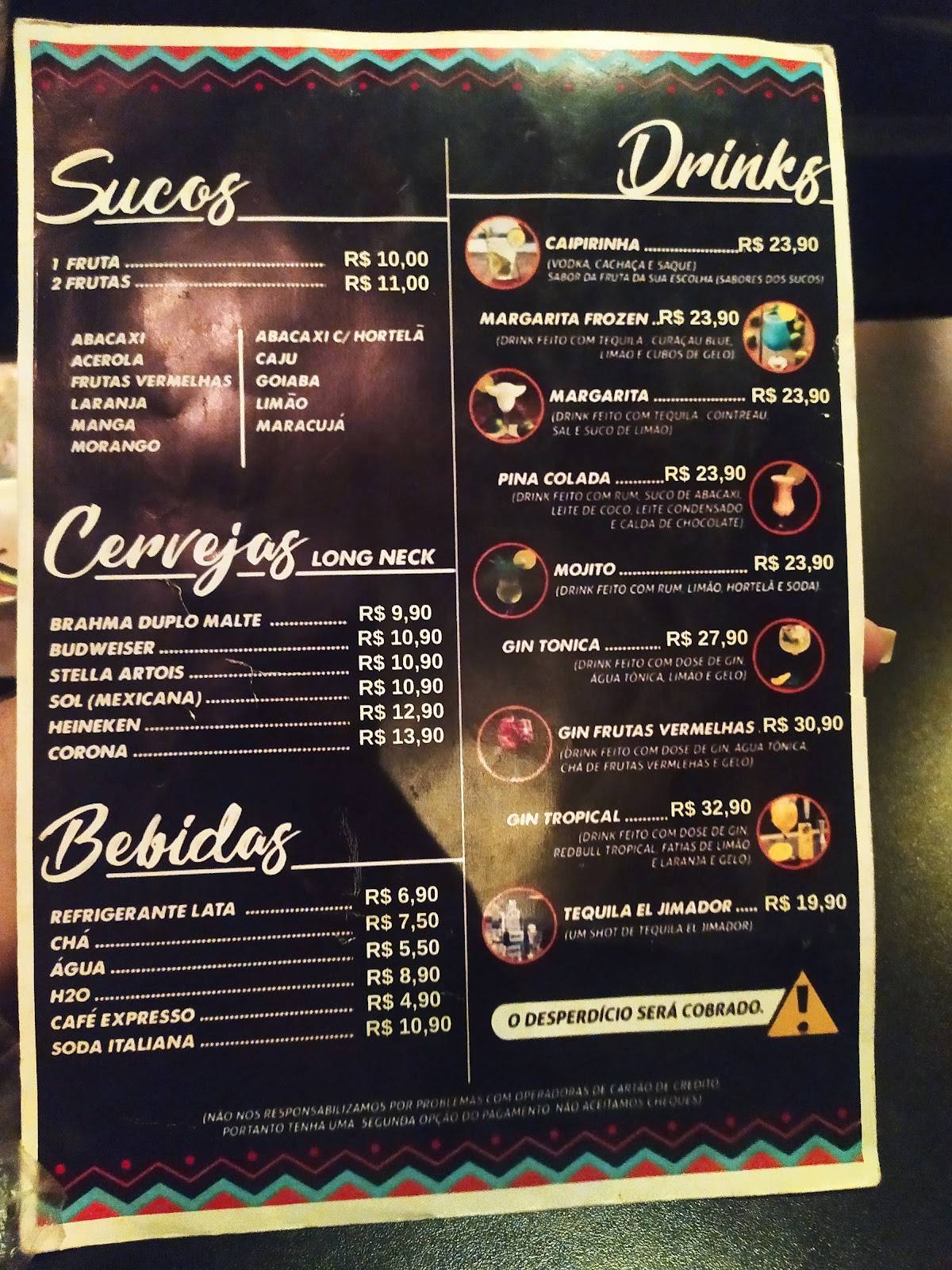 Santo Deus Rodizio Mexicano cardápio