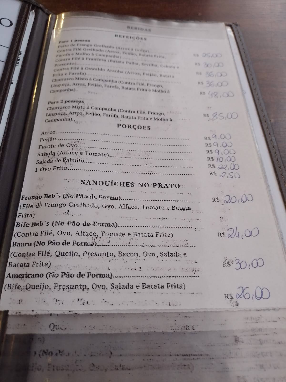 São José • Café e Restaurante cardápio