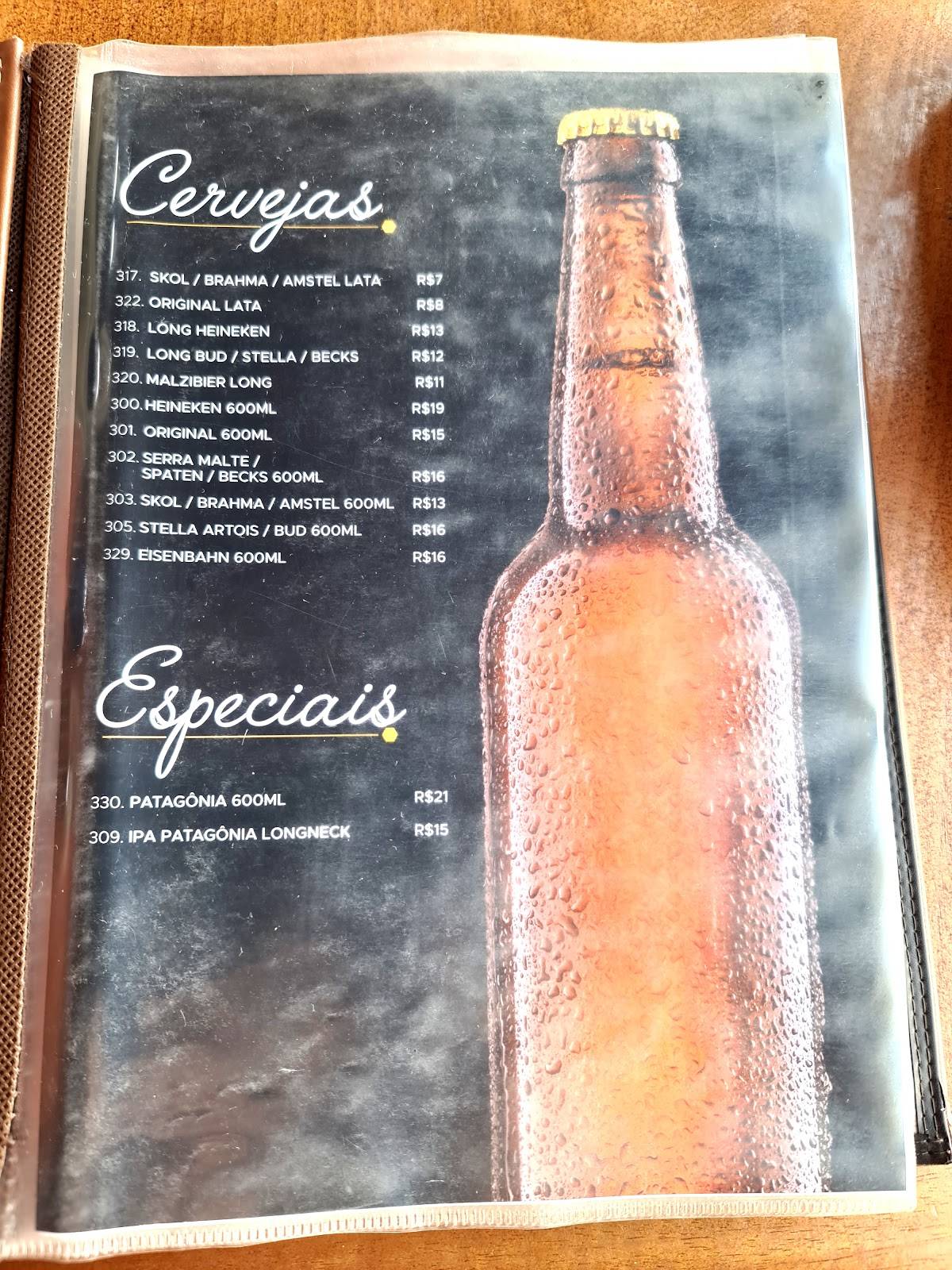 Pompeu e Pompéia cardápio