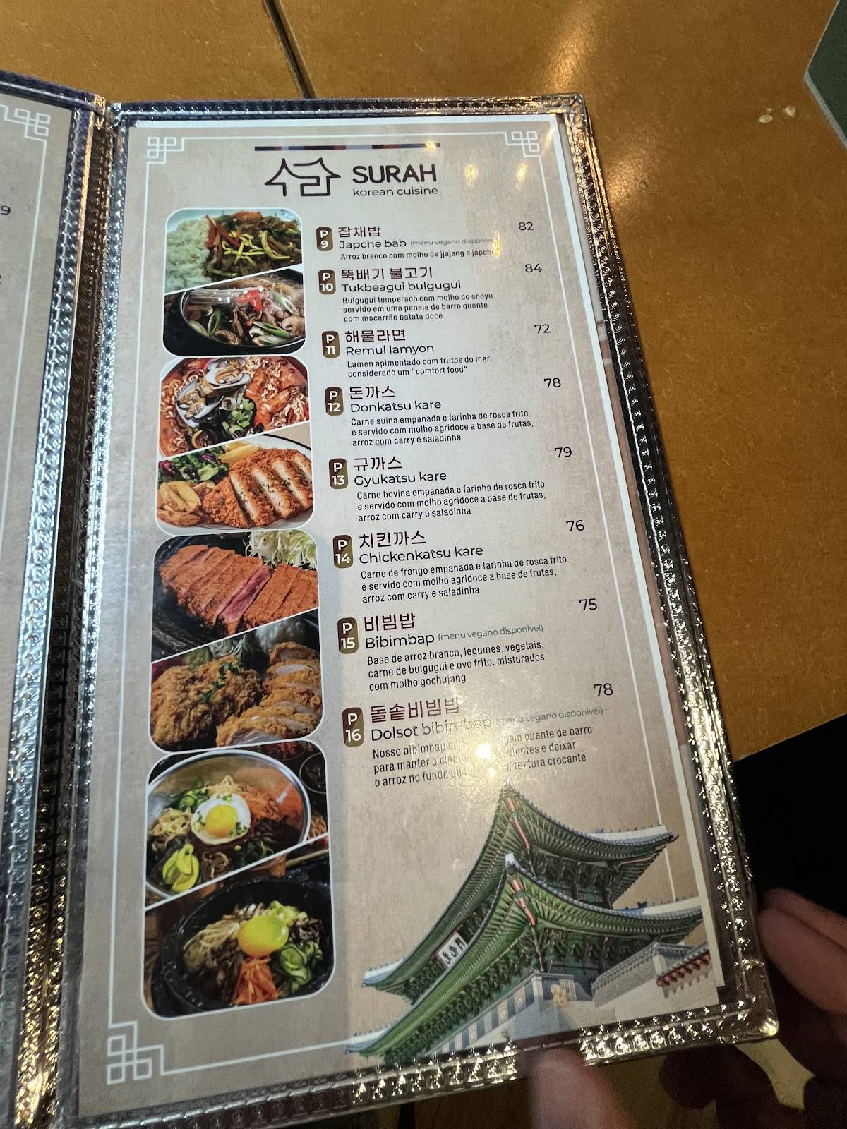 Surah Korean Cuisine Brasil cardápio