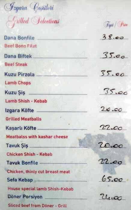 Sefa Restaurant menu