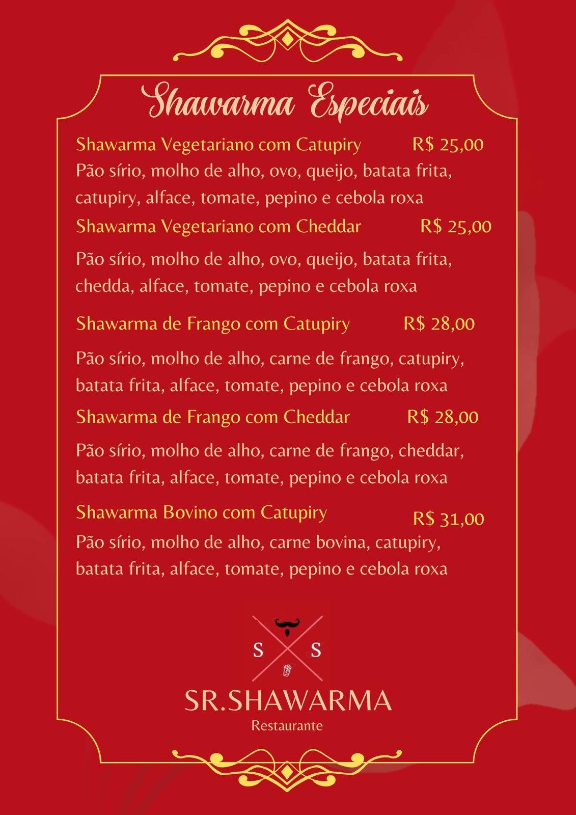 Senhor Shawarma cardápio