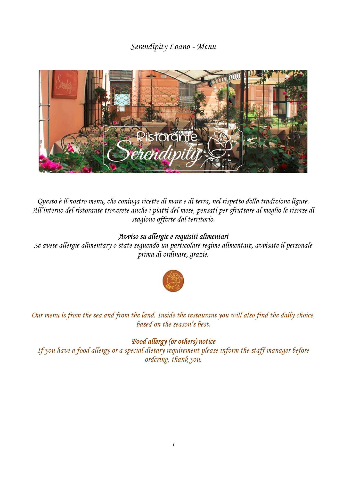 Menu di Serendipity 