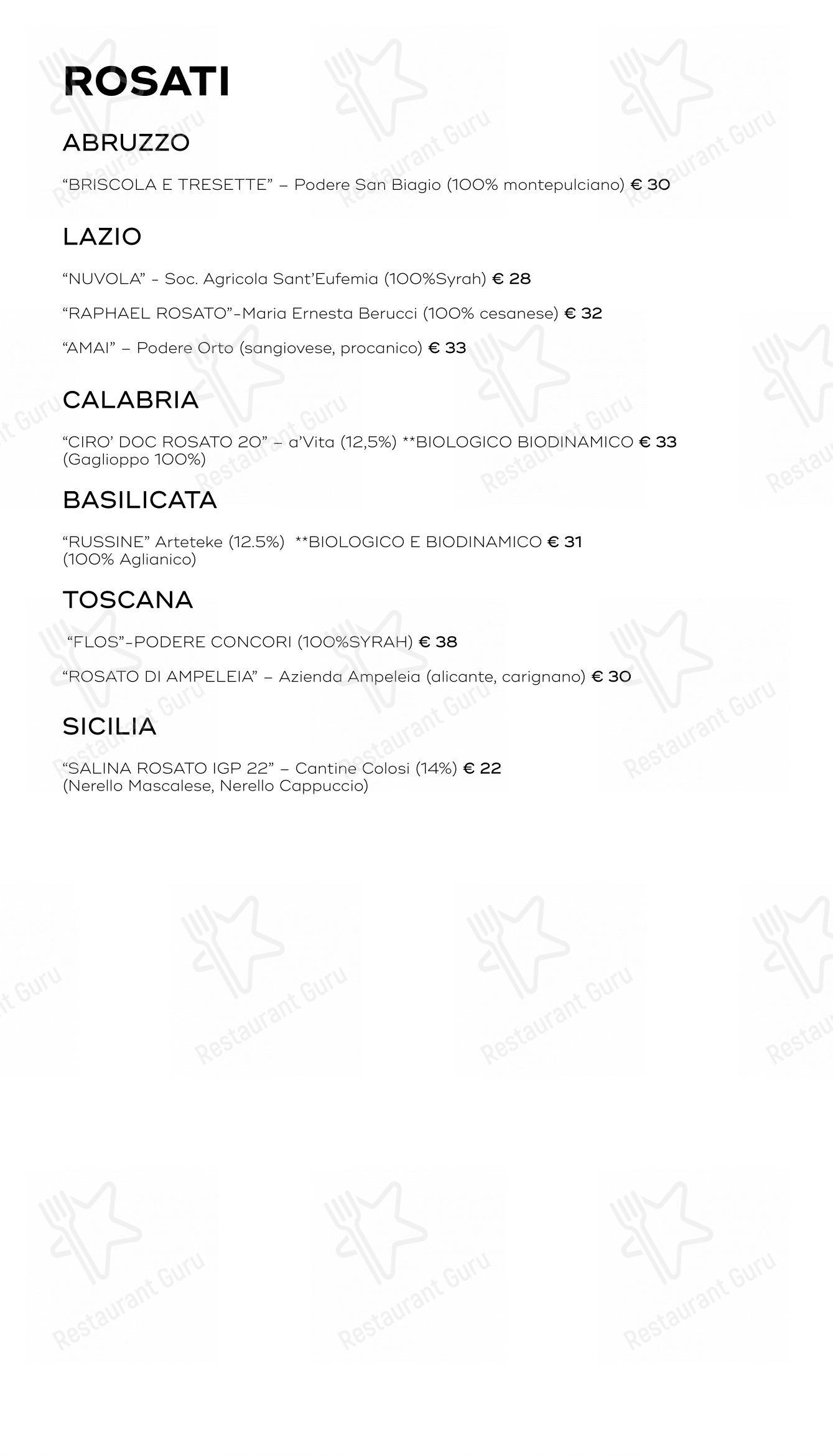 Menu bar per SEU Pizza in Roma
