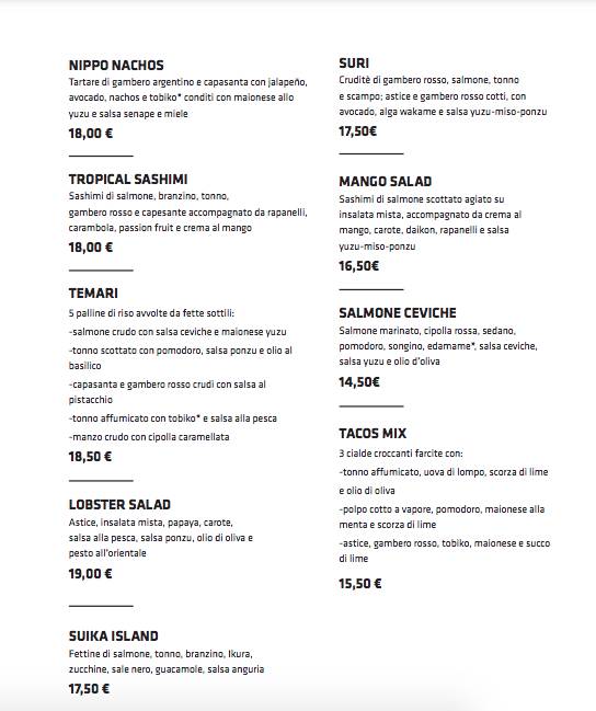 Menu di Shabu Torino 