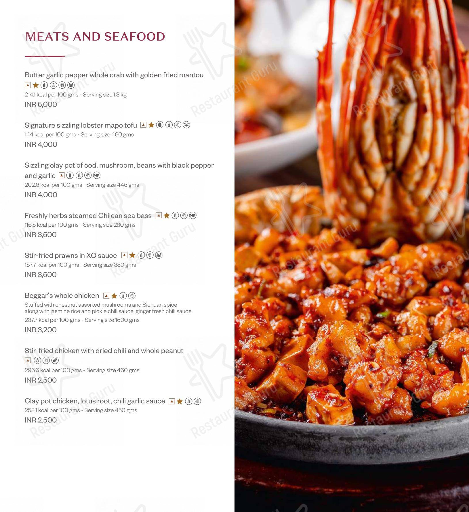 Shang Palace in New Delhi - Menu