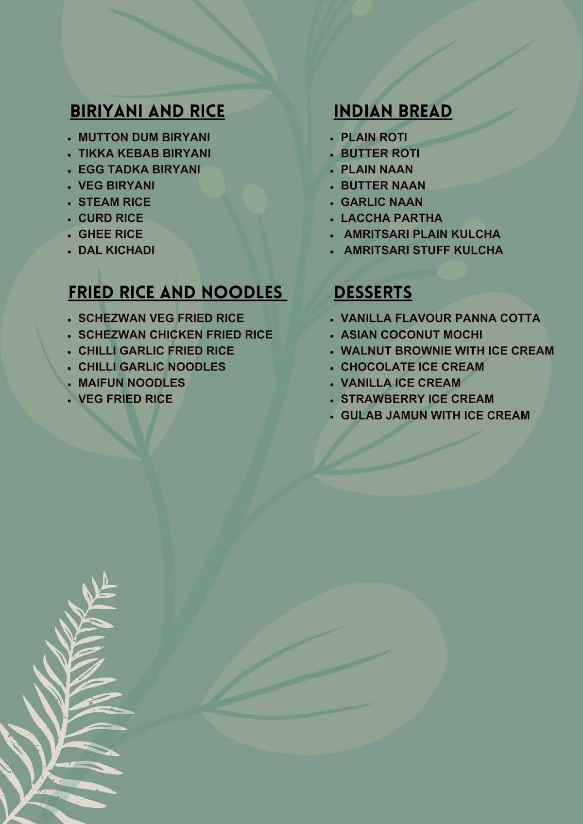 Shift Lounge, Marathahalli menu