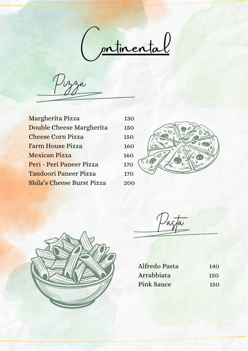 Shila’s Café menu