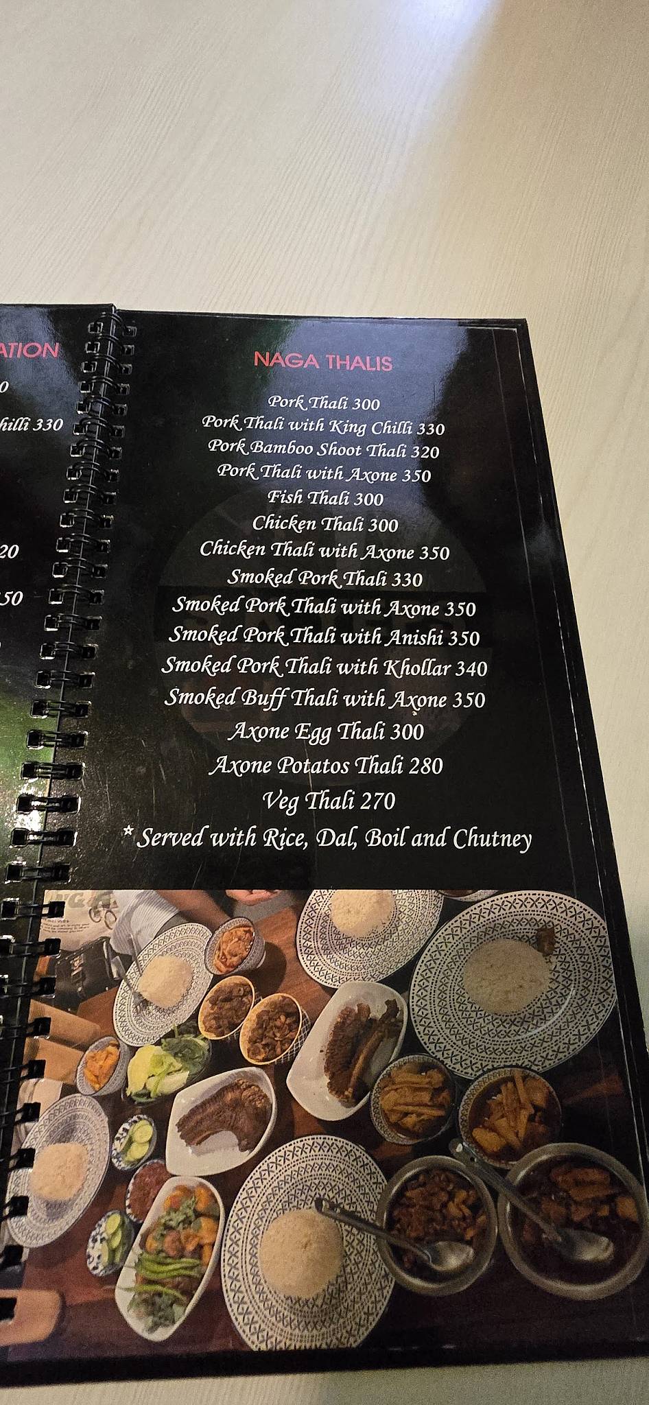 Shilloi Restaurant, Northeast, Naga Cuisine. menu