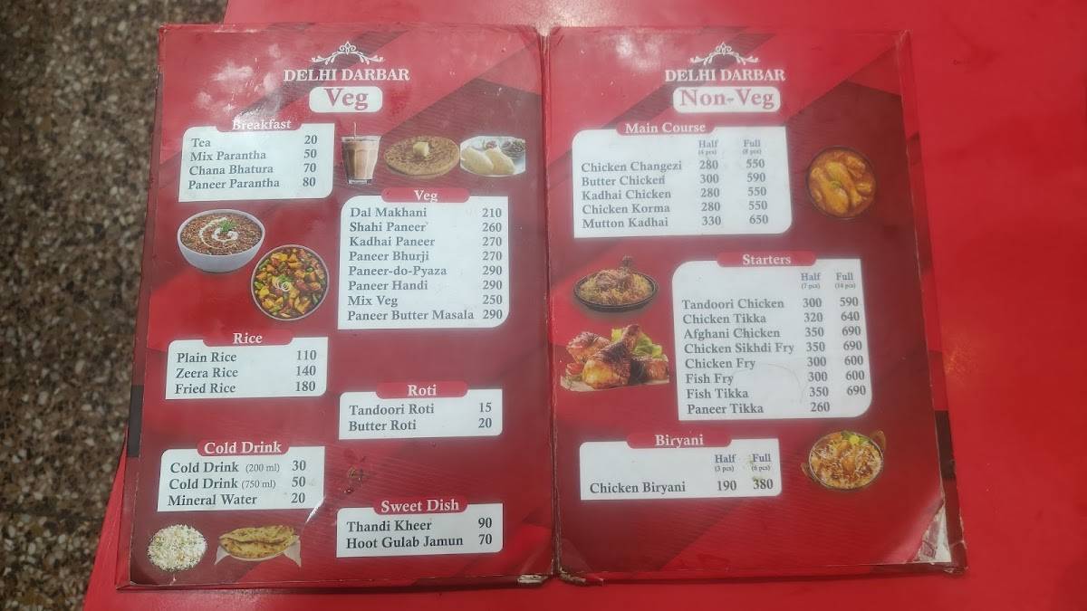 Delhi Darbar menu