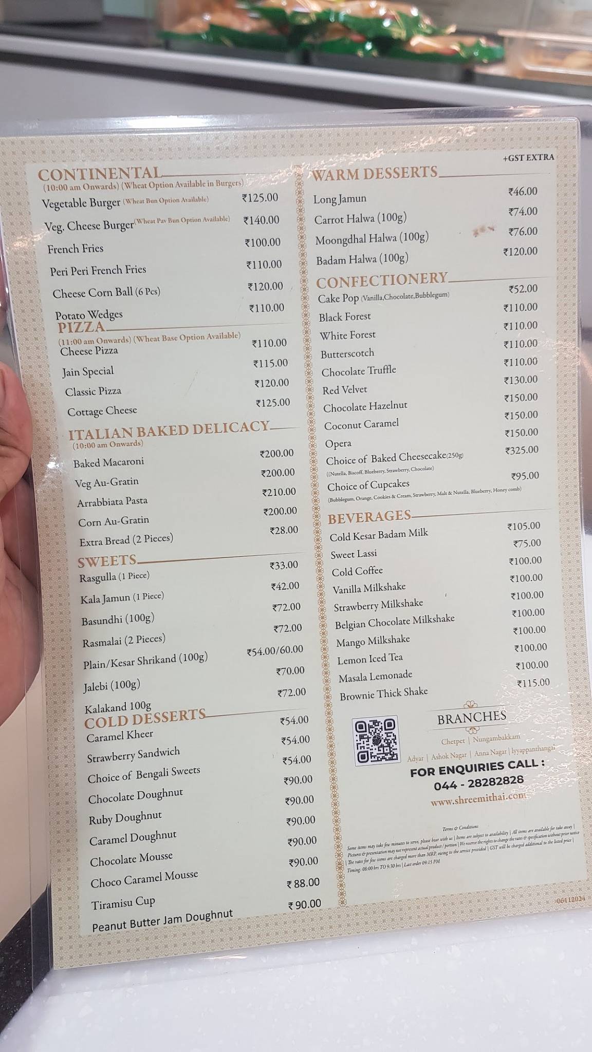 Shree Mithai menu
