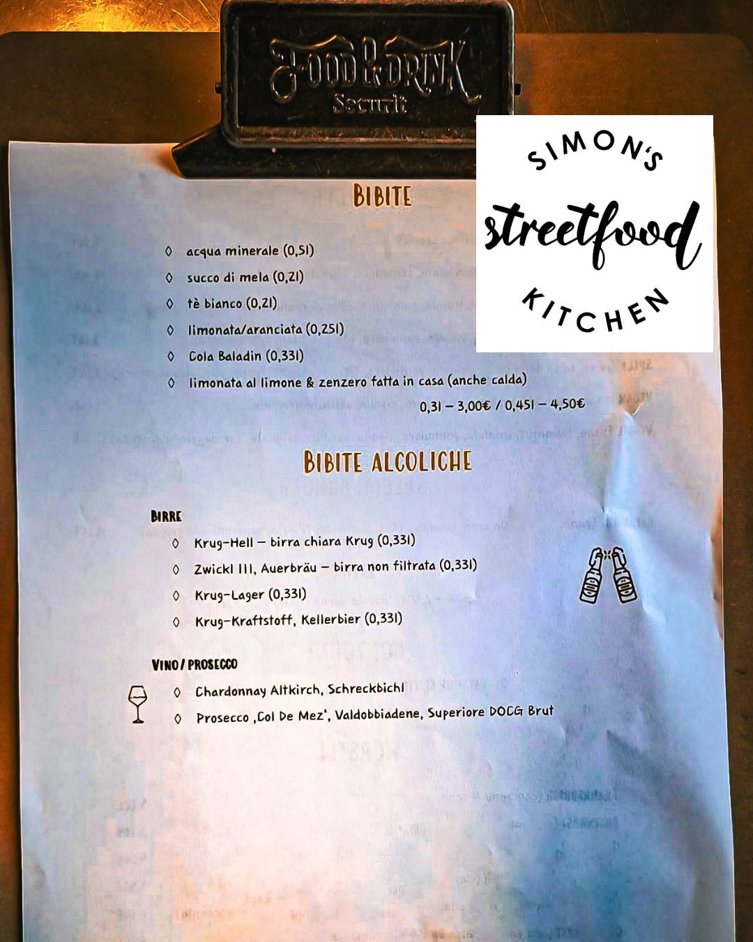 Menu di Simon's Streetfood Kitchen Meran Burger & More 