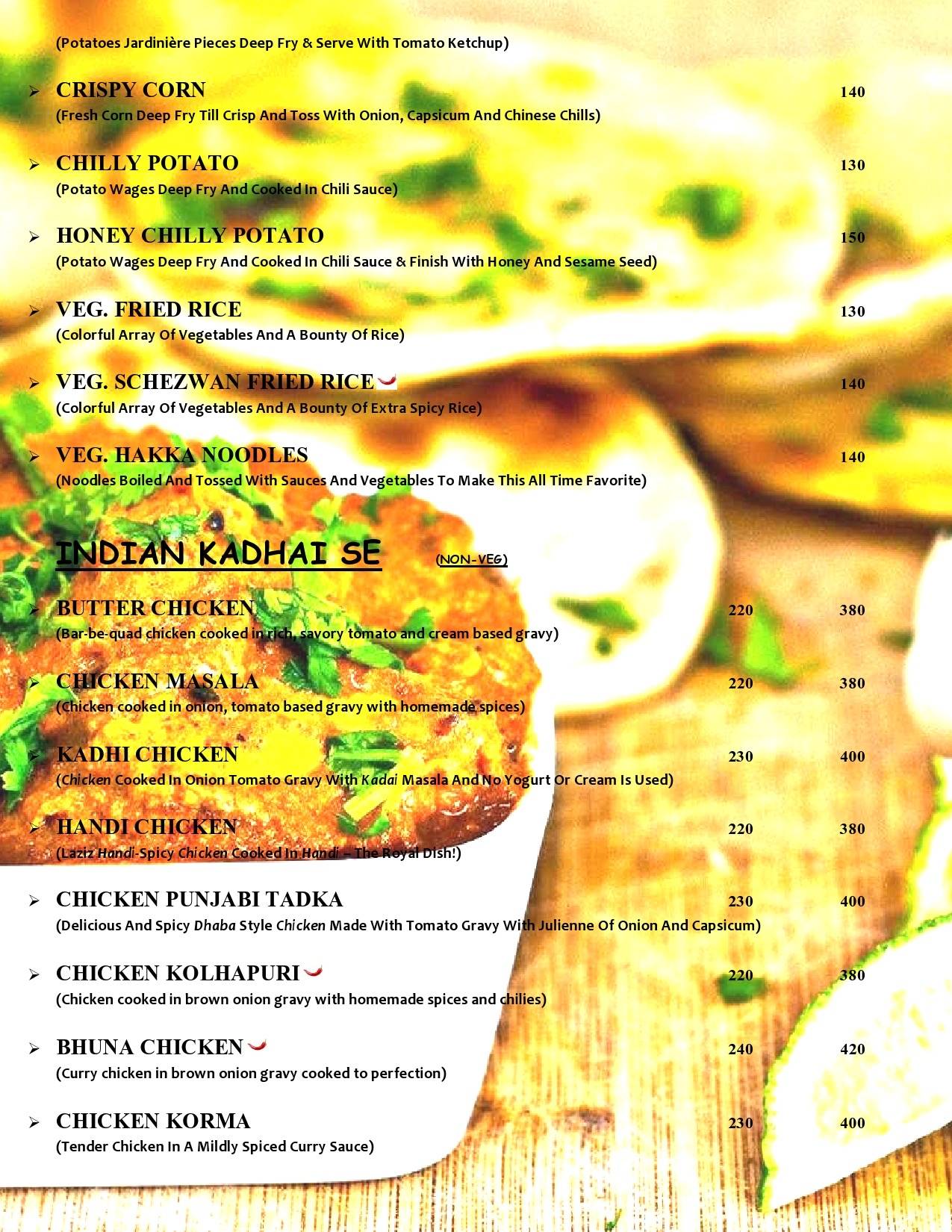 Singh Sahab Restaurant menu