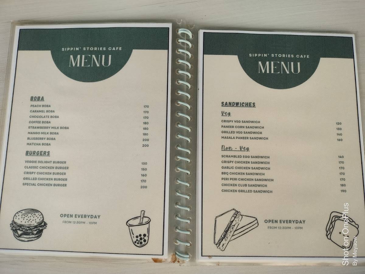 Sippin' Stories menu