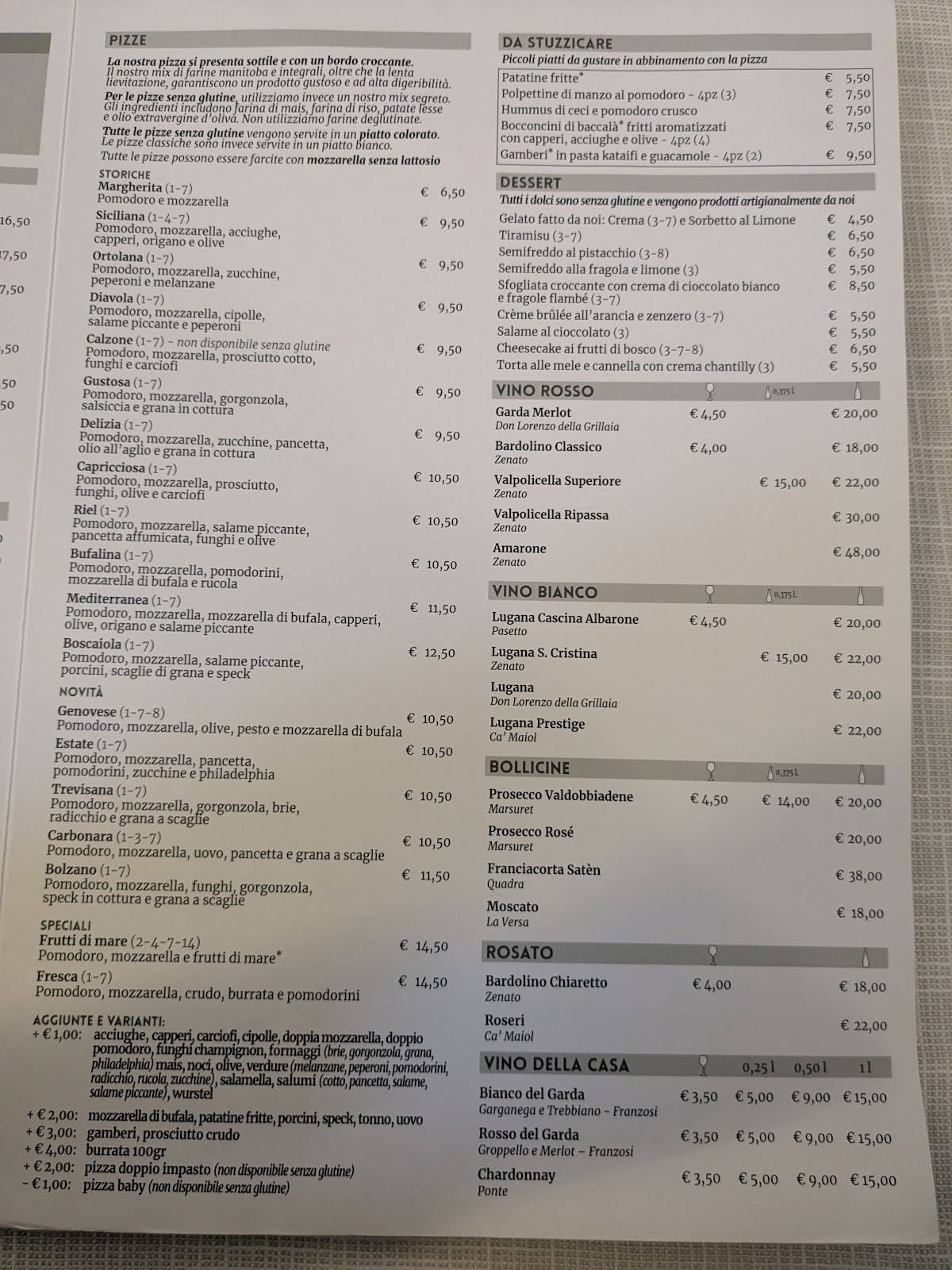 Menu di Ristorante Pizzeria Al Braciere 