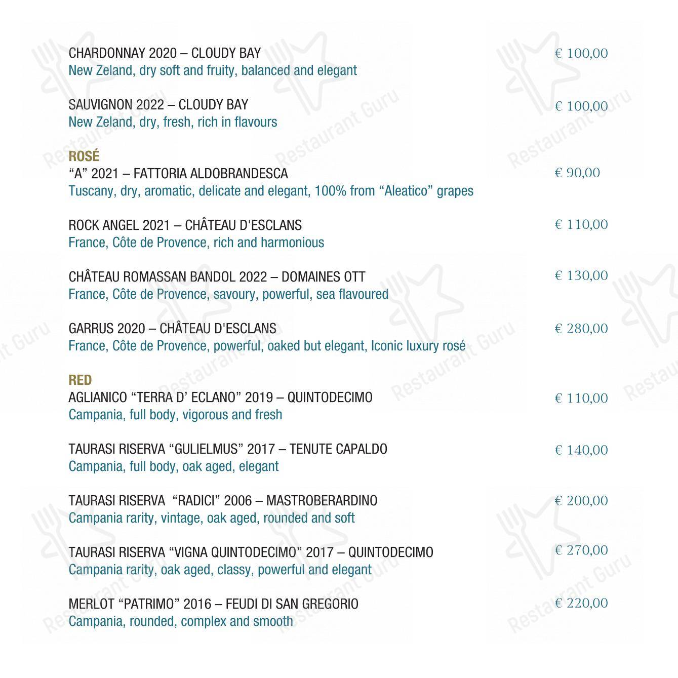 Vista Sky Bar in Sant'Agnello - Menu