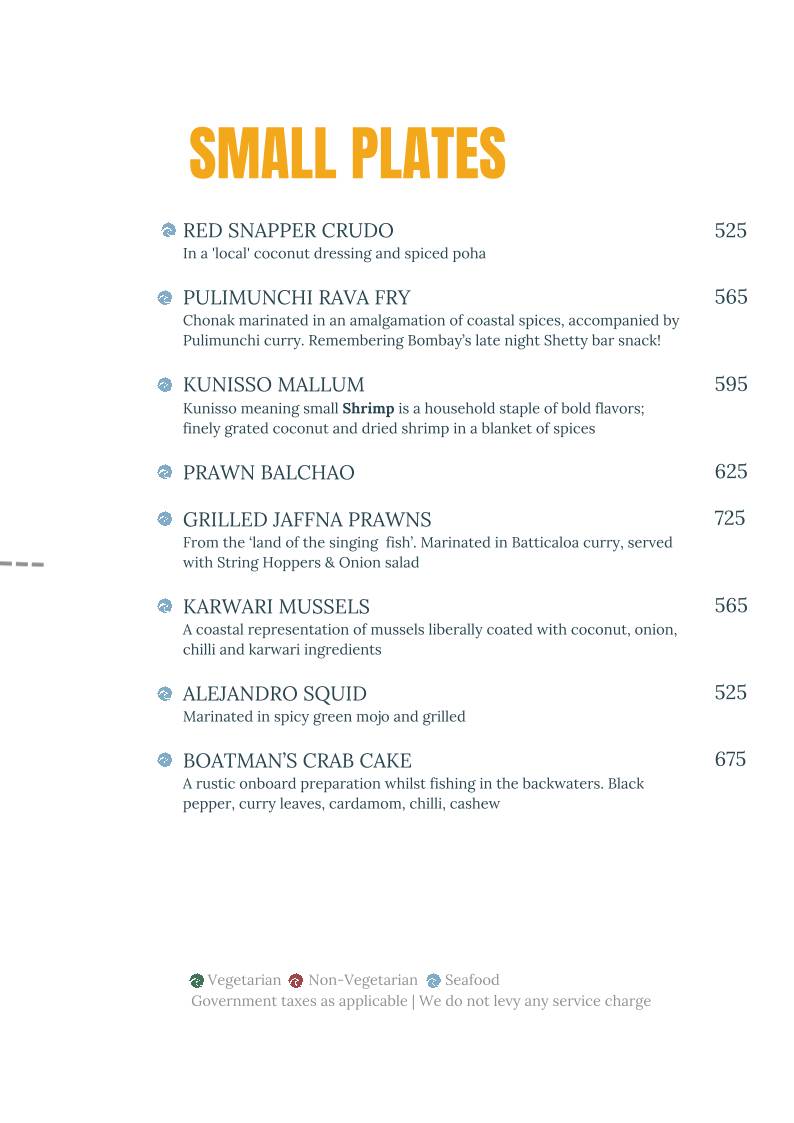 Slow Tide menu