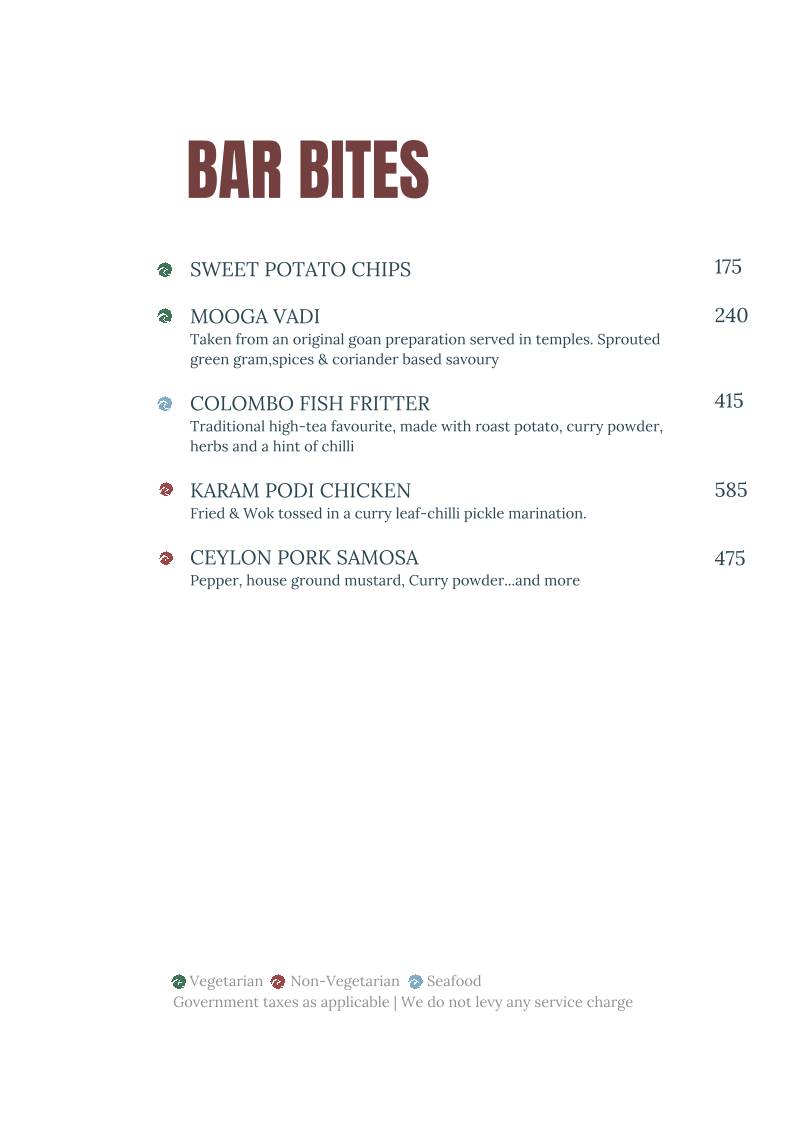 Slow Tide menu