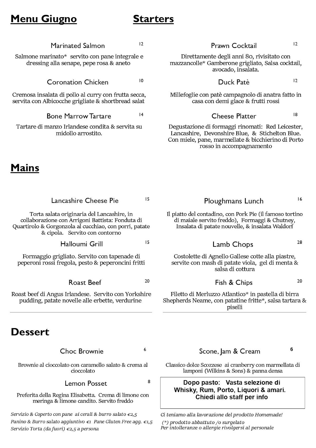 Menu di Smith's British - Ristorante Inglese 