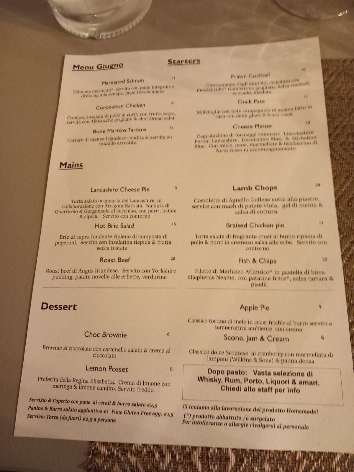 Menu di Smith's British - Ristorante Inglese 