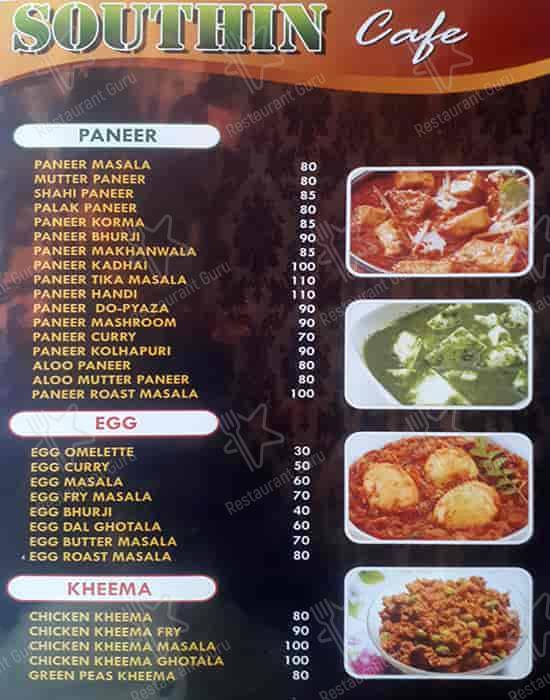 Southin Cafe menu