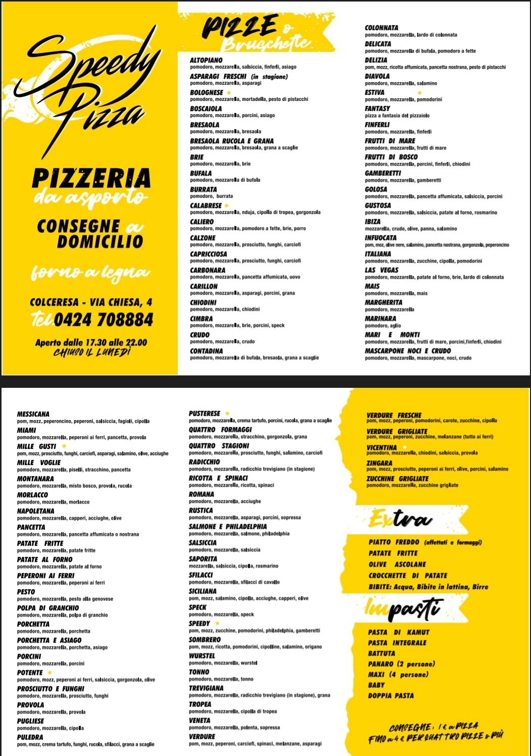 Menu di Speedy Pizza Snc 