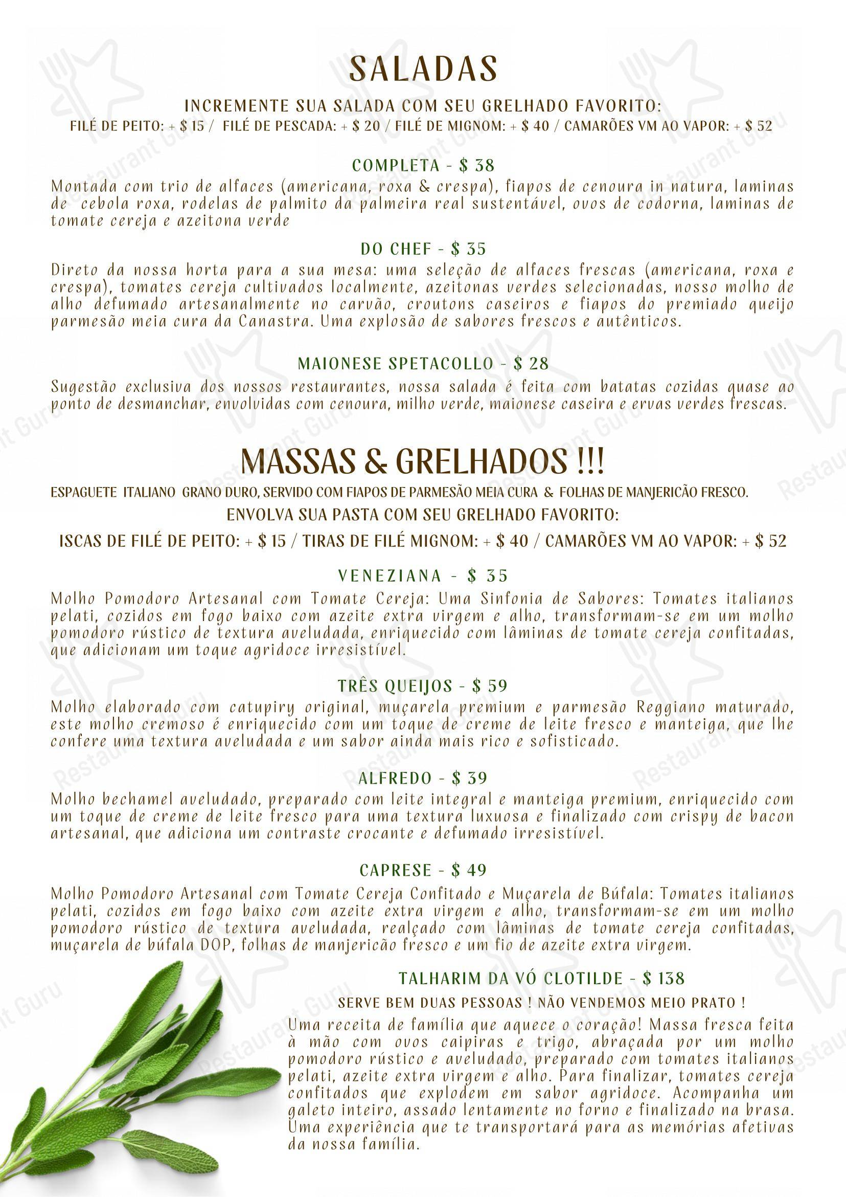 Spetacollo Restaurante & Bar - Menu