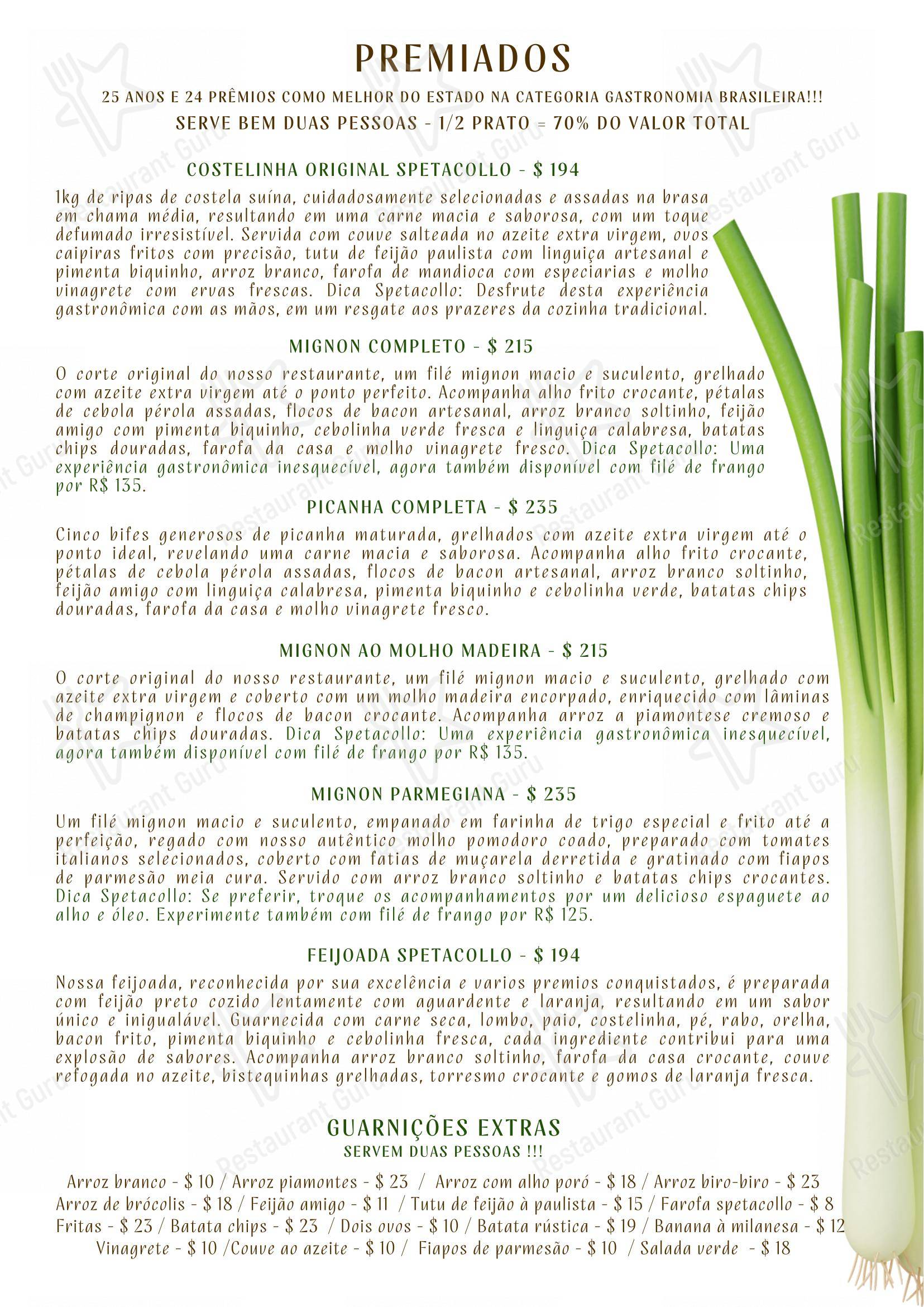 Menu para Spetacollo Restaurante & Bar em Vitoria