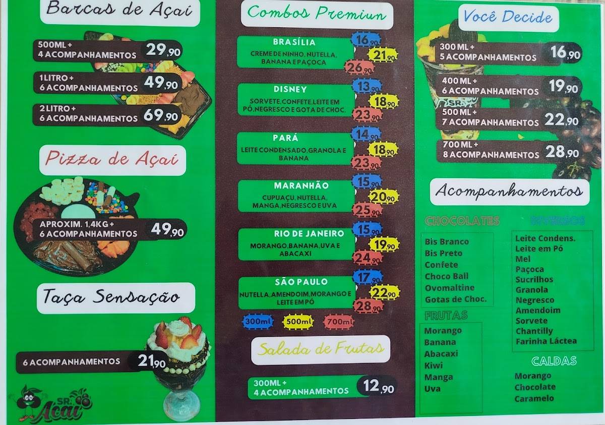 Sr. Açaí - Açaí em Taguatinga cardápio