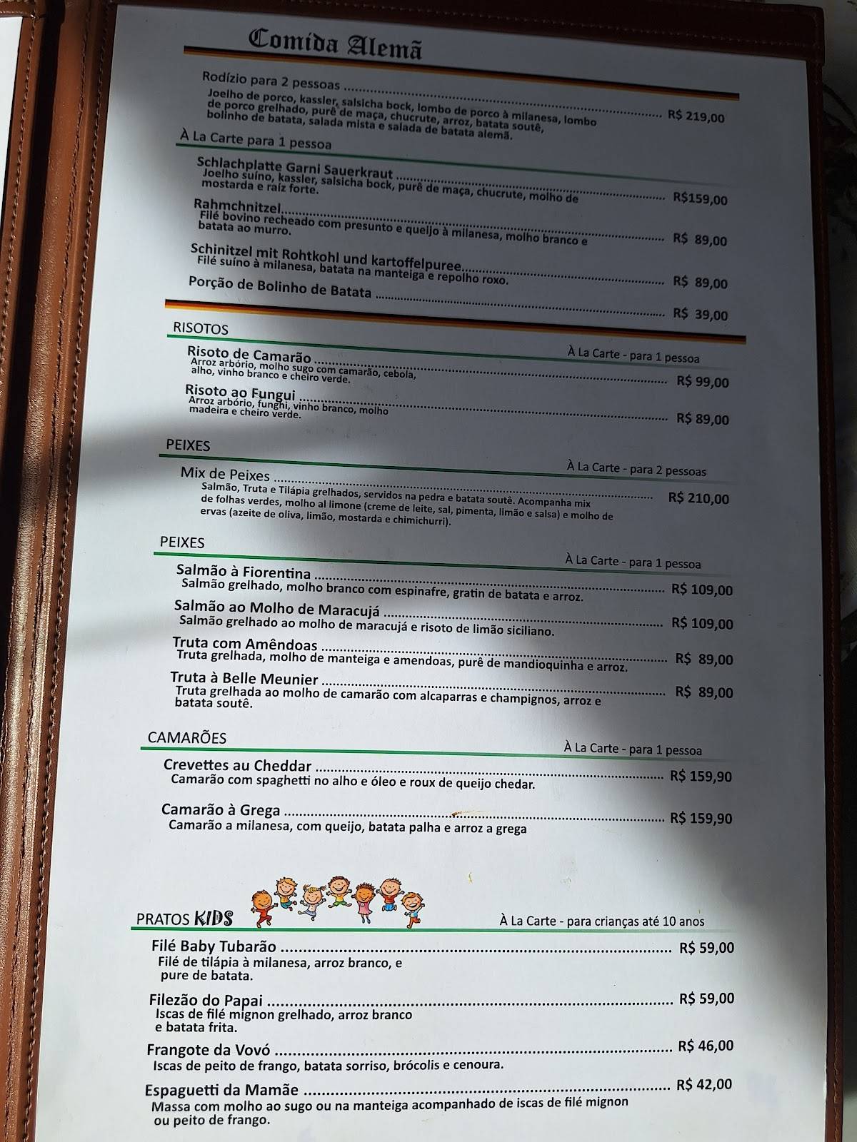 St. Gallen Restaurant cardápio