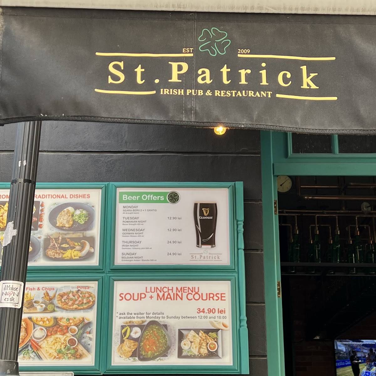 Menu de St. Patrick Irish Pub - Berarie & Sports Bar