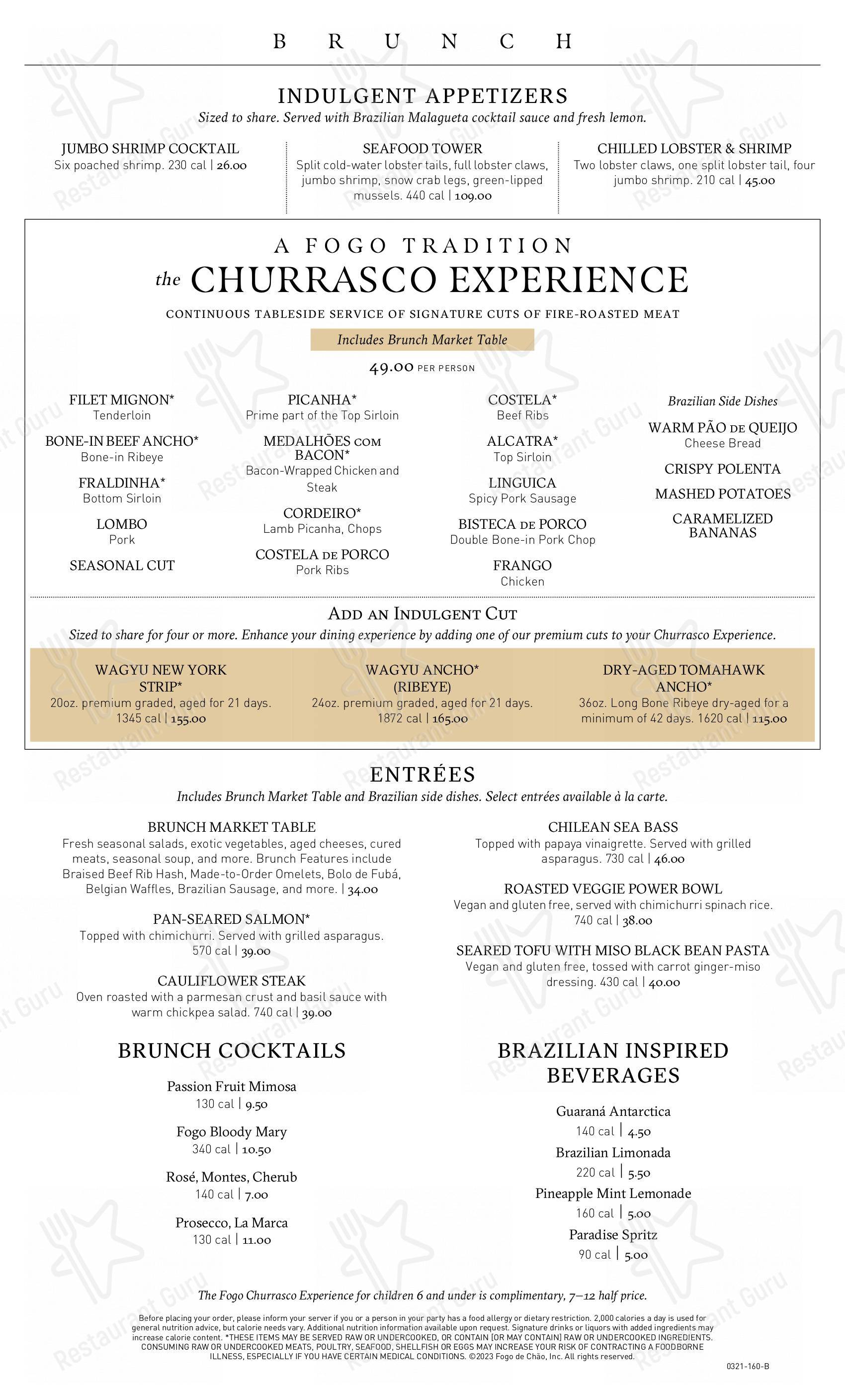 Fogo De Chão Brazilian Steakhouse Coral Gables Carta de Fogo de Chão Brazilian Steakhouse, Coral Gables