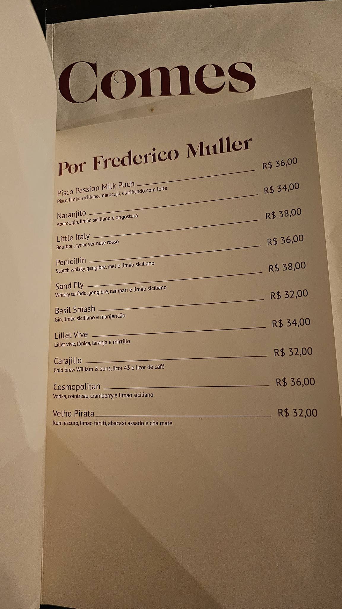 Santo Antônio cardápio