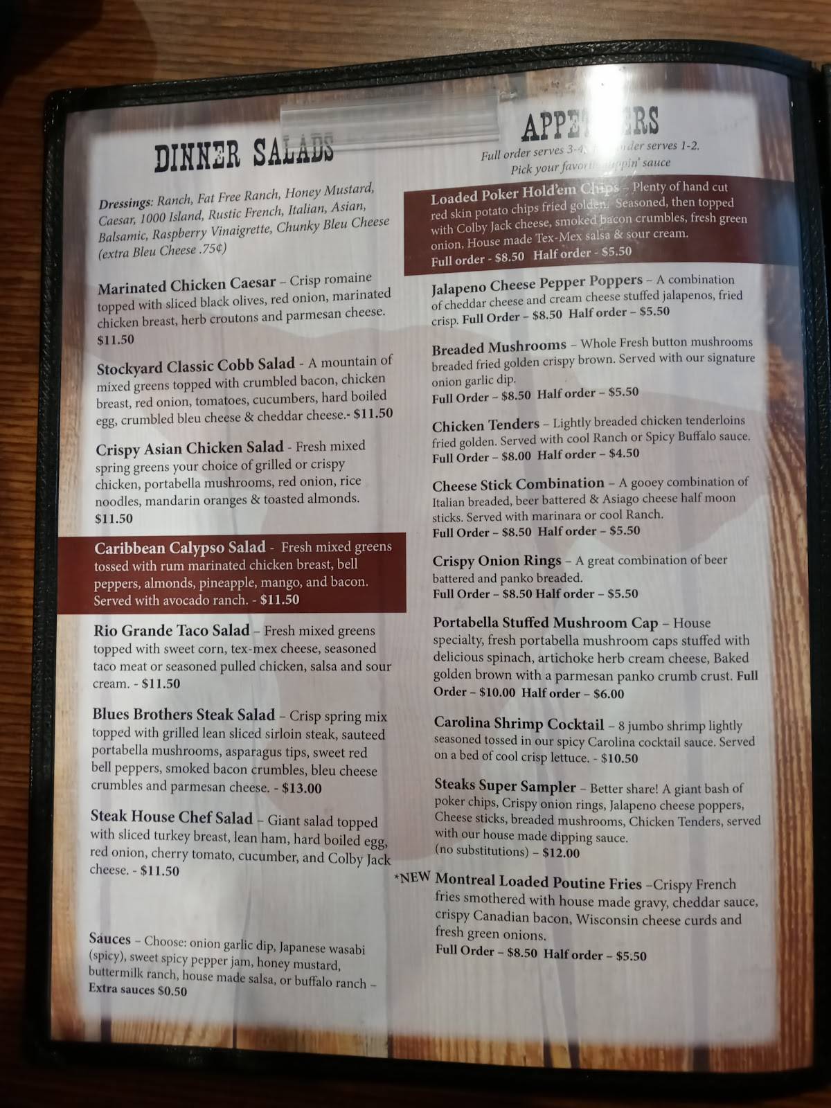 Menu at Steaks Eatery steakhouse, Jackson