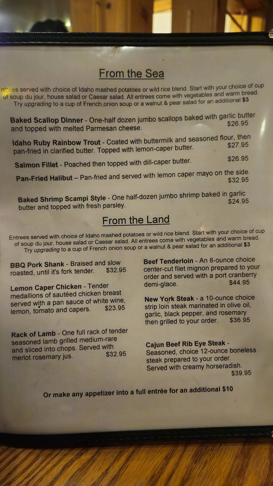 Menu at Steamers Steak & Seafood pub & bar, McCall